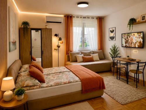Luksuzni apartman Mina Penthouse u Novom Sadu sa velikom terasom i panoramskim pogledom.
